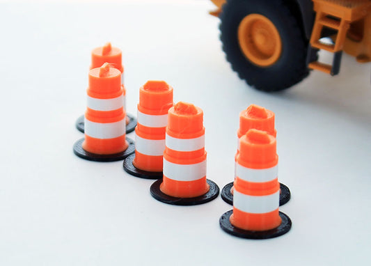3D to Scale 64-105-OR - Traffic Barrels (Orange & White) - 1:64 Scale