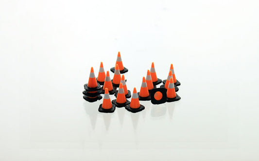3D to Scale 64-110-3C - Traffic Cones (Black, White, & Safety Orange) - 1:64 Scale