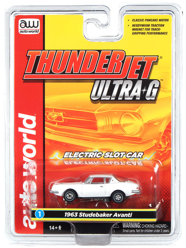 Auto World Thunderjet SC367 -1 R34 1963 Studebaker Avanti (White) HO Scale Slot Car