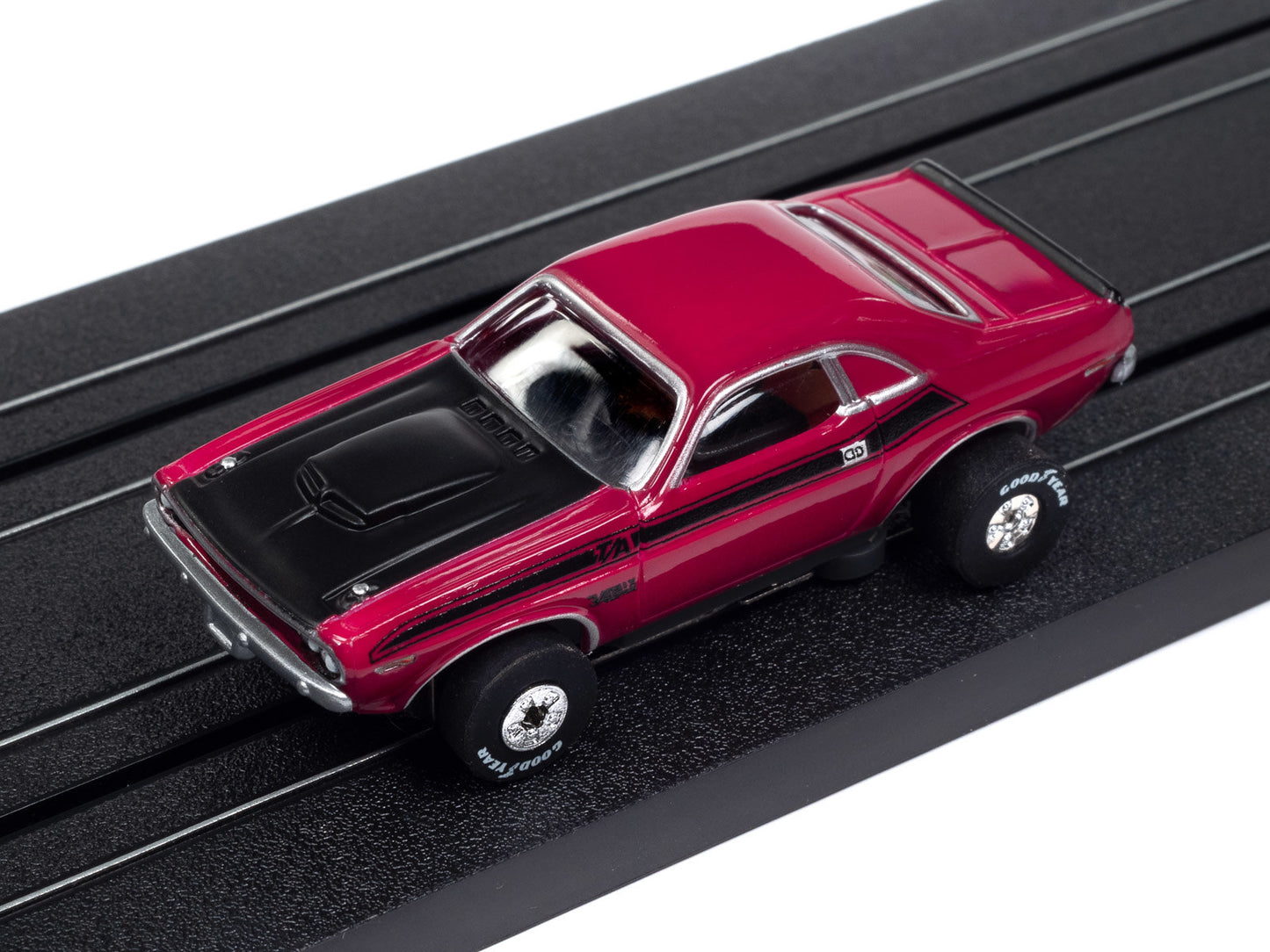 Auto World Thunderjet SC406-4B 1970 Dodge Challenger T/A Panther Pink HO Scale Slot Car