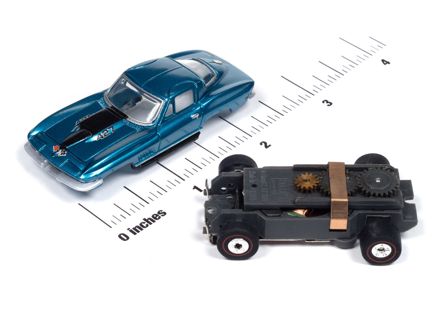 Auto World Thunderjet SC406-2B 1967 Chevy Corvette Coupe Marina Blue Poly HO Scale Slot Car