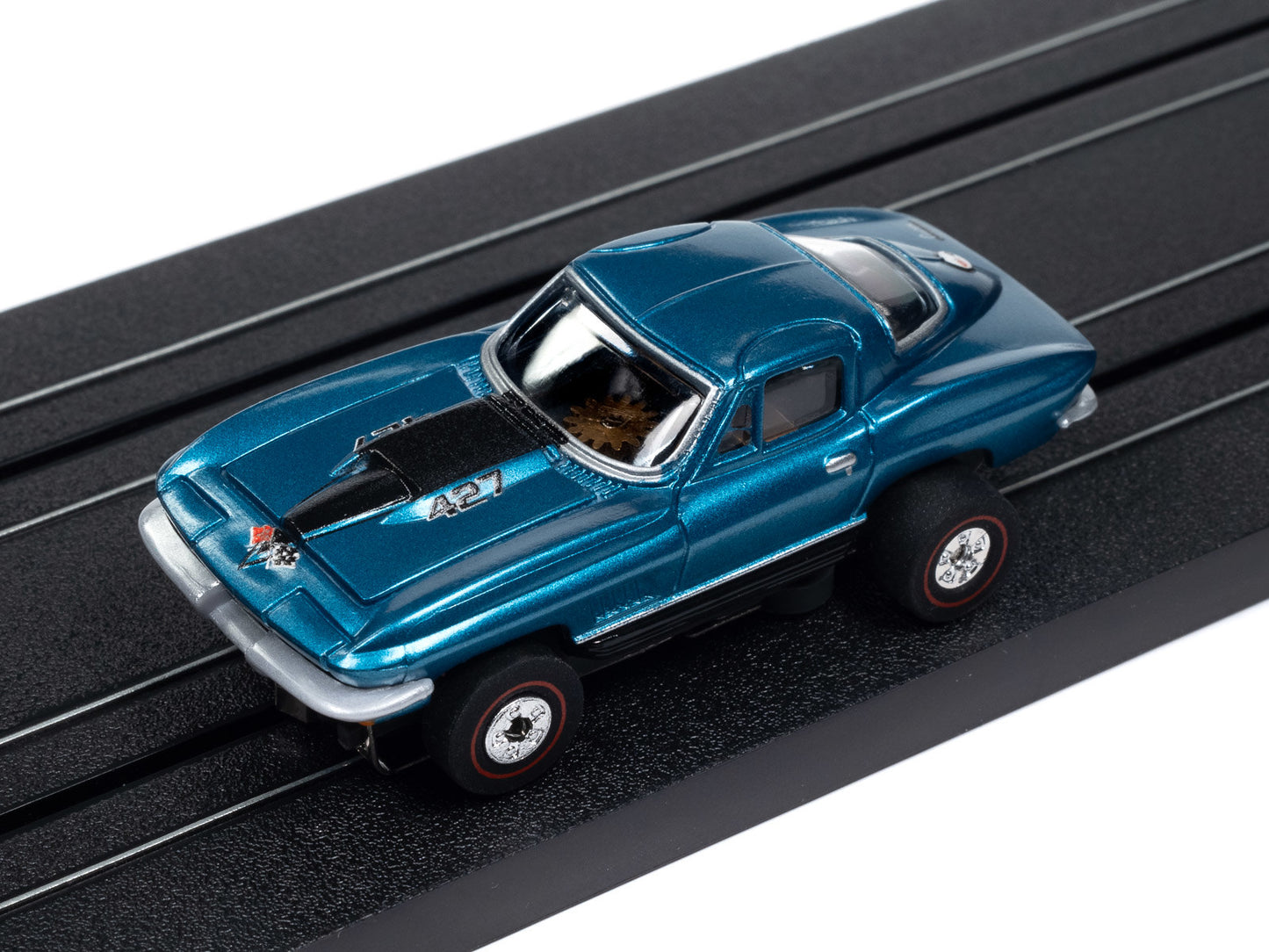 Auto World Thunderjet SC406-2B 1967 Chevy Corvette Coupe Marina Blue Poly HO Scale Slot Car