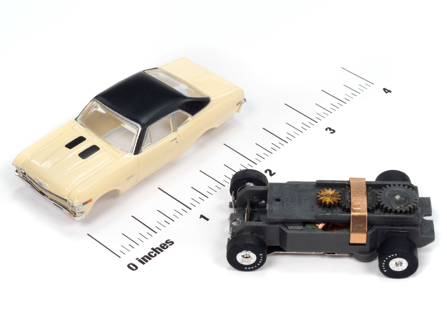 Auto World Thunderjet SC411-1A 1969 Chevy Nova (Cream) HO Scale Slot Car