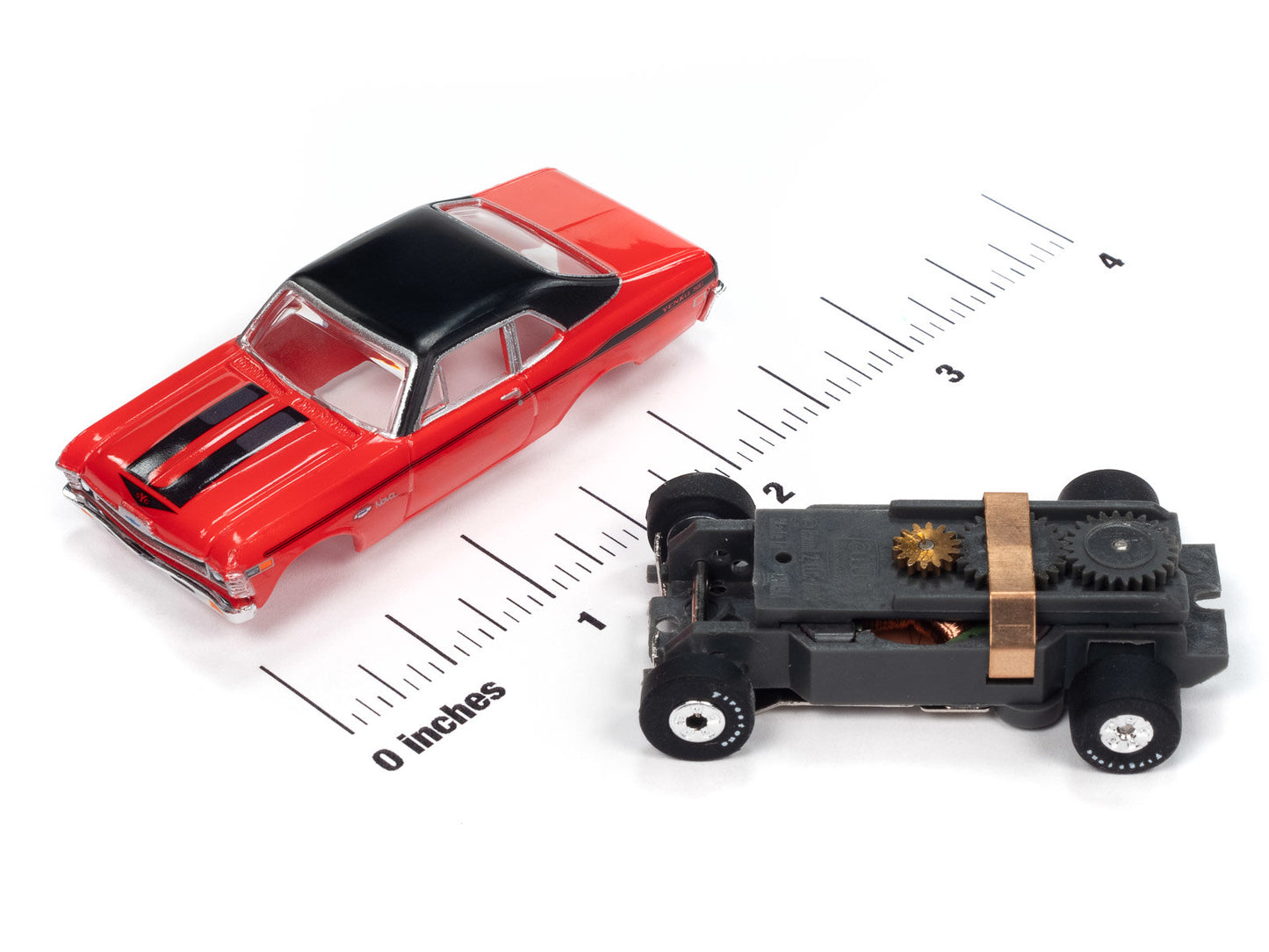 Auto World Thunderjet SC411-1B 1969 Chevy Nova (Red) HO Scale Slot Car