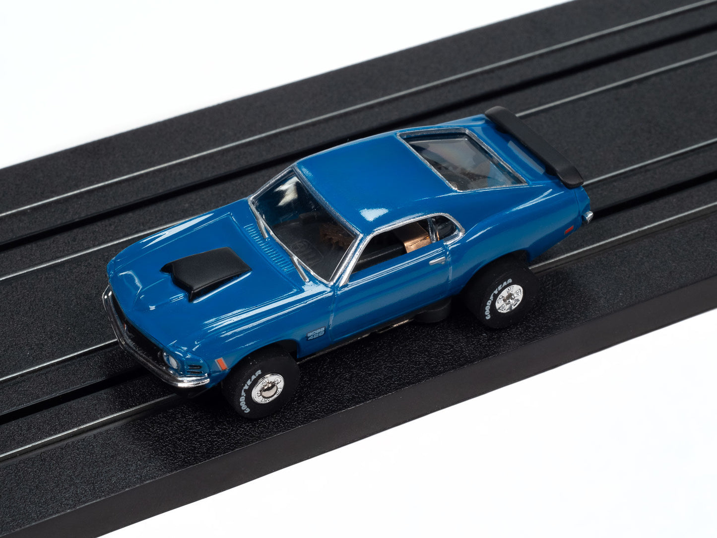 Auto World Thunderjet SC411-2B 1970 Ford Mustang Boss 429 (Blue) HO Scale Slot Car