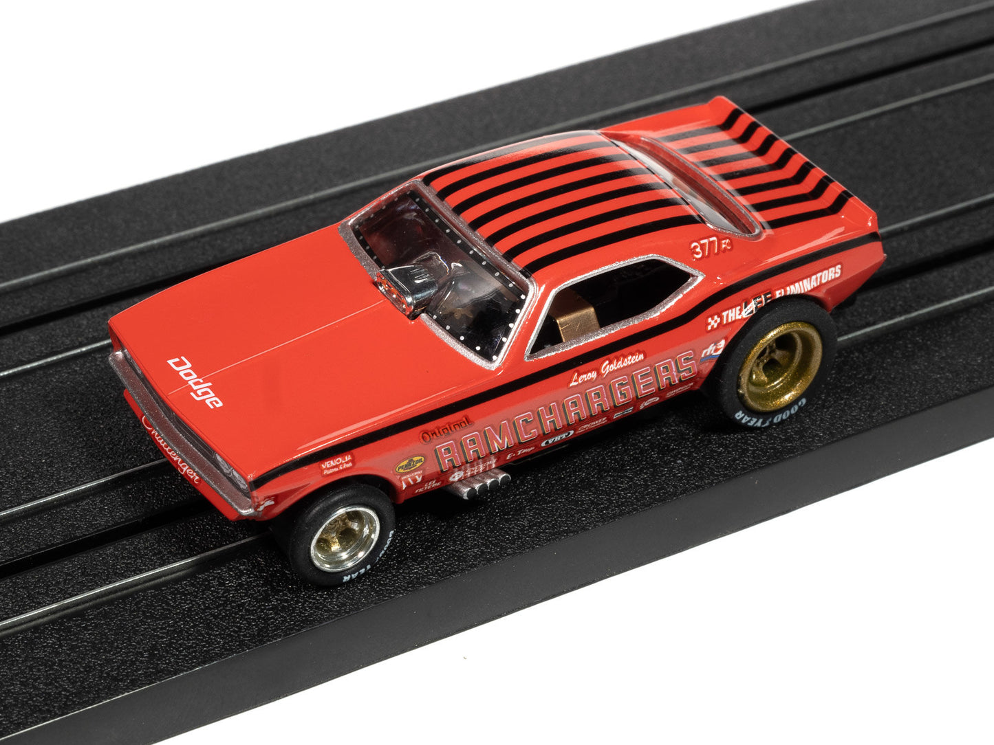Auto World 4Gear SC413-4B 1970 Dodge Challenger Ramcharger (Red) HO Scale Slot Car