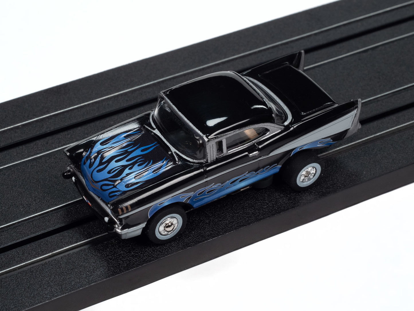 Auto World Thunderjet SC411-3A 1957 Chevrolet Bel Air Lowrider (Black) HO Scale Slot Car