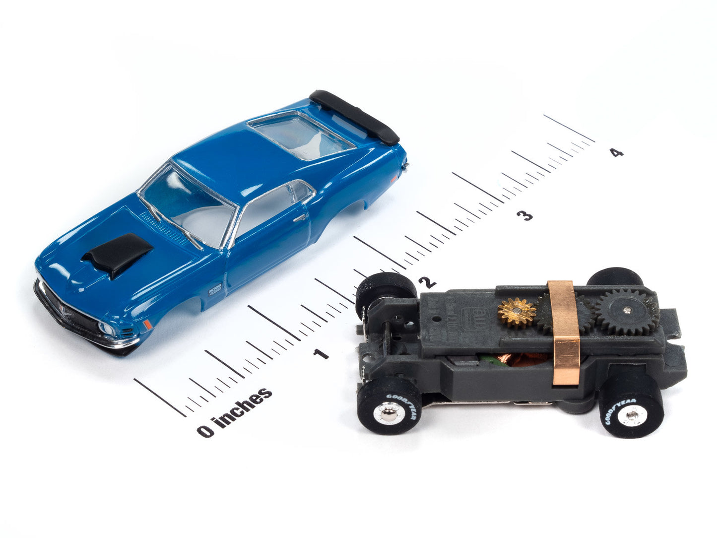 Auto World Thunderjet SC411-2B 1970 Ford Mustang Boss 429 (Blue) HO Scale Slot Car