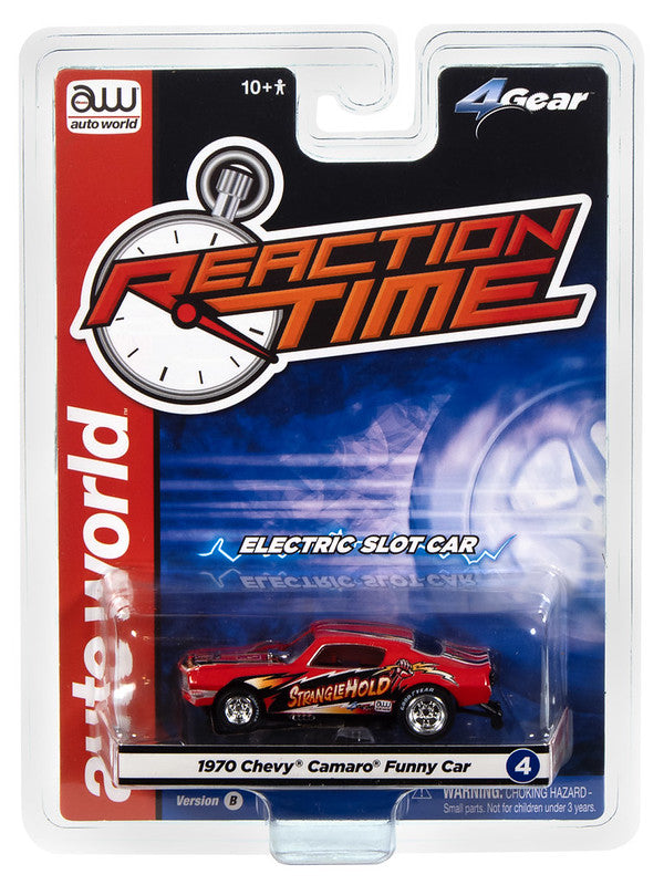 Auto World 4Gear SC421-4B 1970 Chevy Camaro Stranglehold FC (Red, Black, & Yellow) HO Scale Slot Car