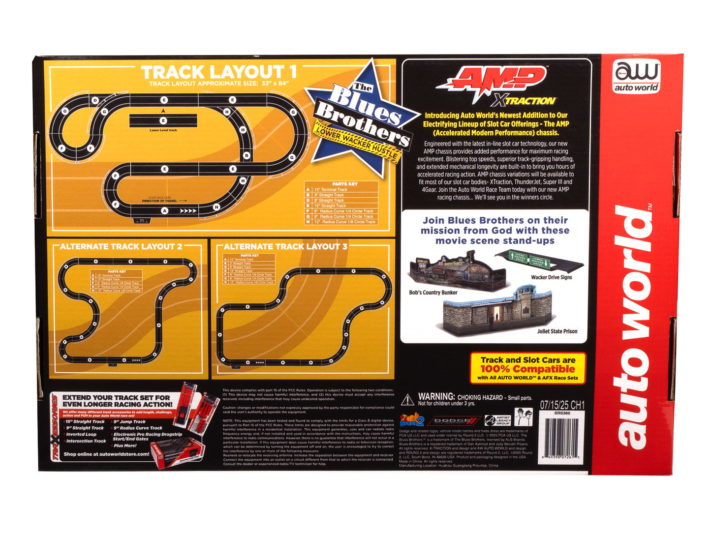 Auto World Race Set Xtraction SRS360 18' Blues Brothers Lower Wacker Hustle Slot Race Set HO Scale