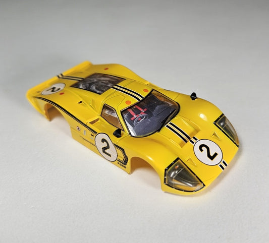 AFX Mega G+ Slot Car Body Ford GT40 Mk IV Yellow #2 HO Scale