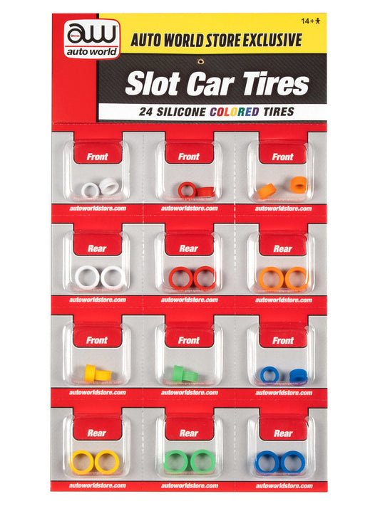 Auto World Parts 4Gear COLORED SILICONE REPLACEMENT TIRES (24 TIRES) HO SCALE SCM161