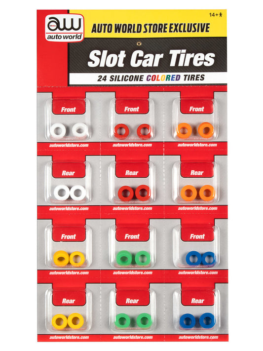 Auto World Parts Super III COLORED SILICONE REPLACEMENT TIRES (24 TIRES) HO SCALE SCM162