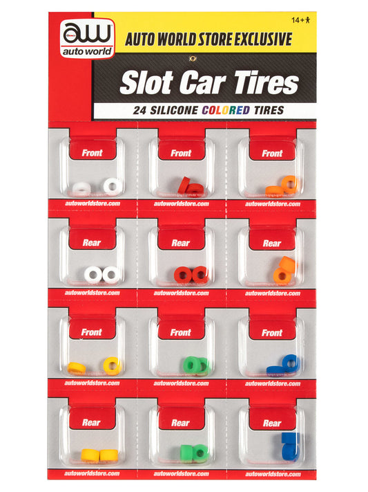 Auto World Parts Thunderjet COLORED SILICONE REPLACEMENT TIRES (24 TIRES) HO SCALE SCM159
