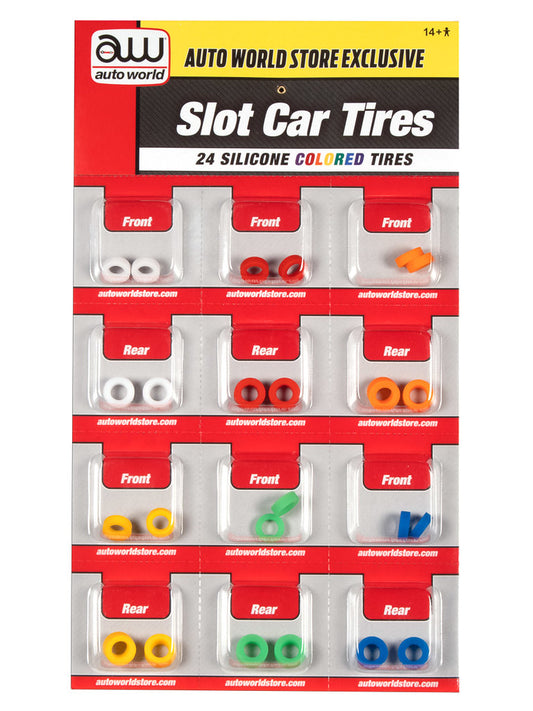 Auto World Parts Xtraction COLORED SILICONE REPLACEMENT TIRES (24 TIRES) HO SCALE SCM160