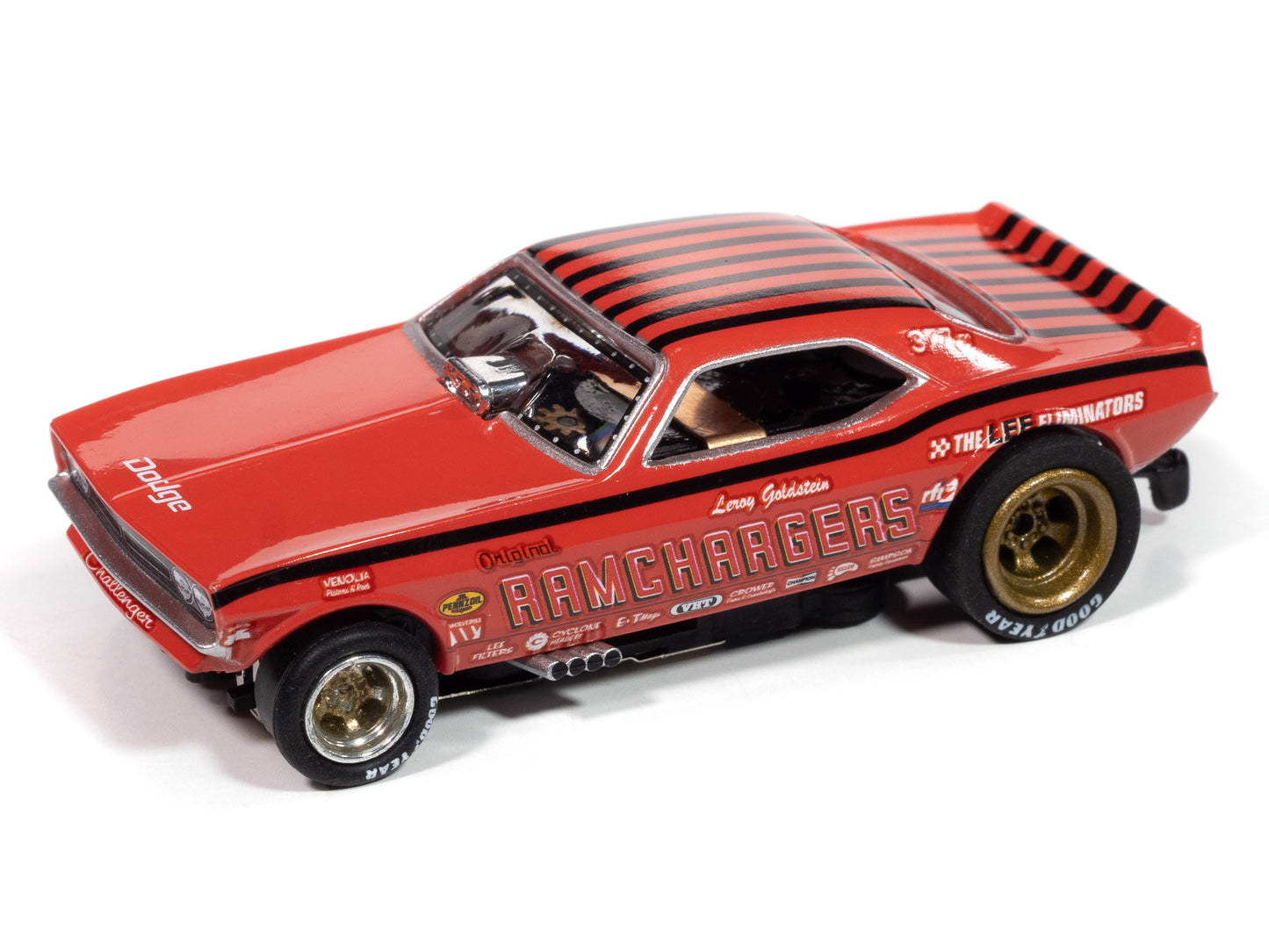 Auto World 4Gear SC413-4B 1970 Dodge Challenger Ramcharger (Red) HO Scale Slot Car