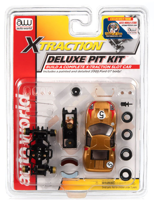 Auto World Parts Xtraction Deluxe Pit Kit 2005 Ford GT (Gold #5) HO Slot Car