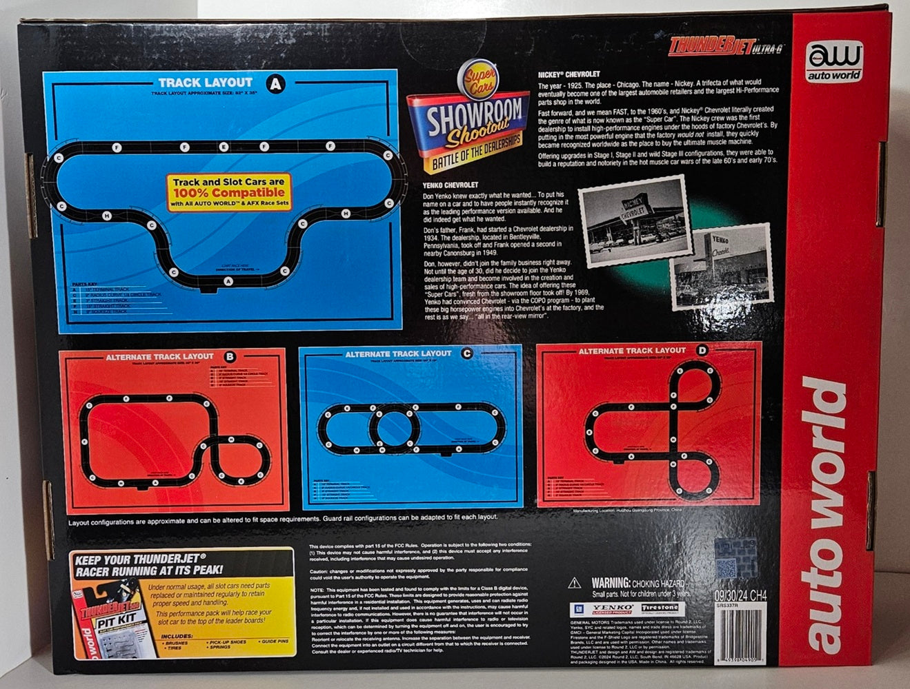 Auto World Race Set Thunderjet SRS337R 14' Battle of the Dealerships HO Scale Slot Car Race Set