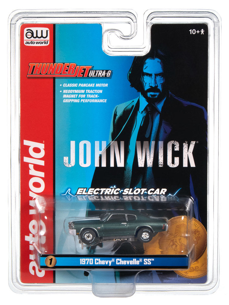 Auto World Thunderjet SC409-1 John Wick 1970 Chevy Chevelle SS HO Scale Slot Car
