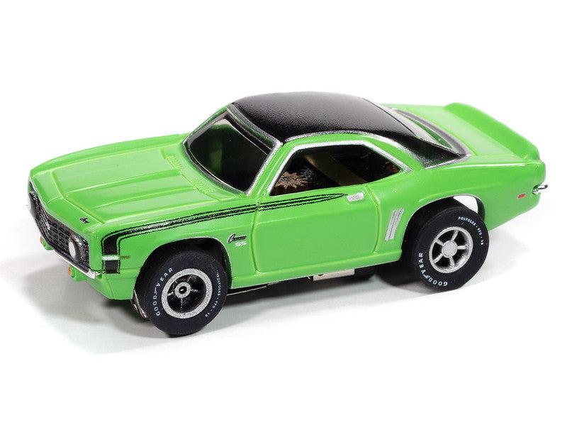 Auto World Xtraction SC410-2B 1969 Chevy Camaro (Neon Green & Black) HO Scale Slot Car