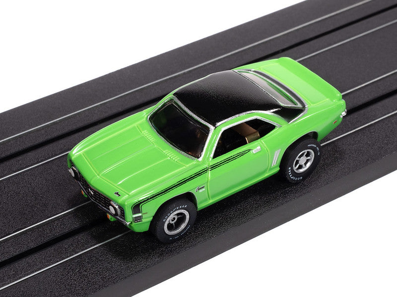 Auto World Xtraction SC410-2B 1969 Chevy Camaro (Neon Green & Black) HO Scale Slot Car