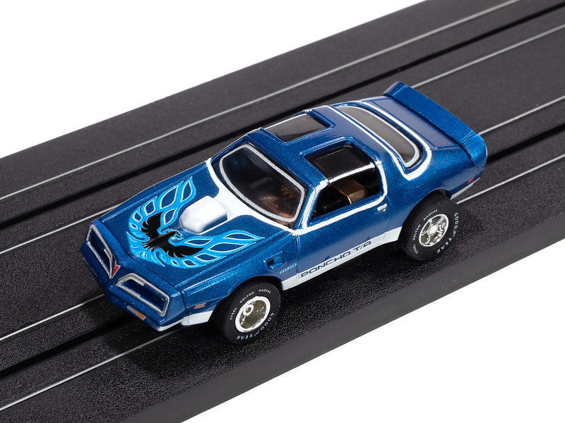 Auto World Xtraction SC410-3A 1977 Pontiac Firebird T/A (Blue, White & Black) HO Scale Slot Car