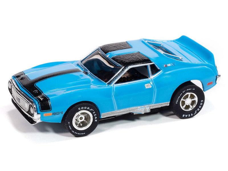 Auto World Xtraction SC410-4B 1971 AMC Javelin (Blue & Black) HO Scale Slot Car