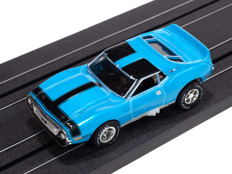 Auto World Xtraction SC410-4B 1971 AMC Javelin (Blue & Black) HO Scale Slot Car