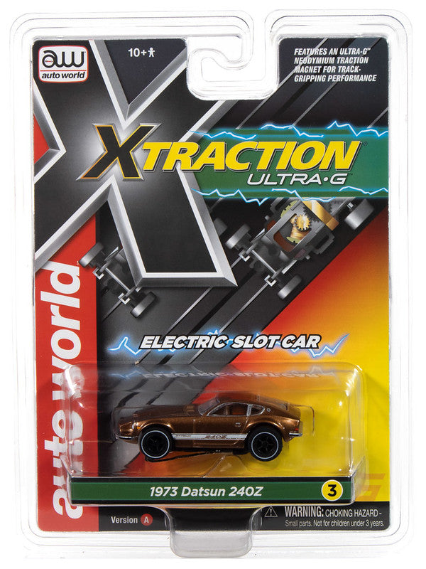 Auto World Xtraction SC412-3A 1973 Datsun 240z (Brown) HO Scale Slot Car