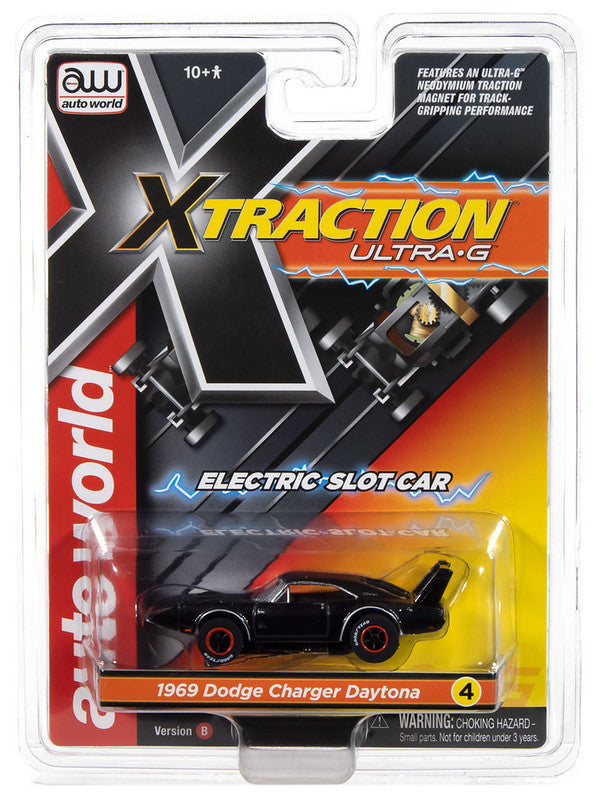Auto World Xtraction SC412-4B 1969 Dodge Daytona (Dark Grey) HO Scale Slot Car