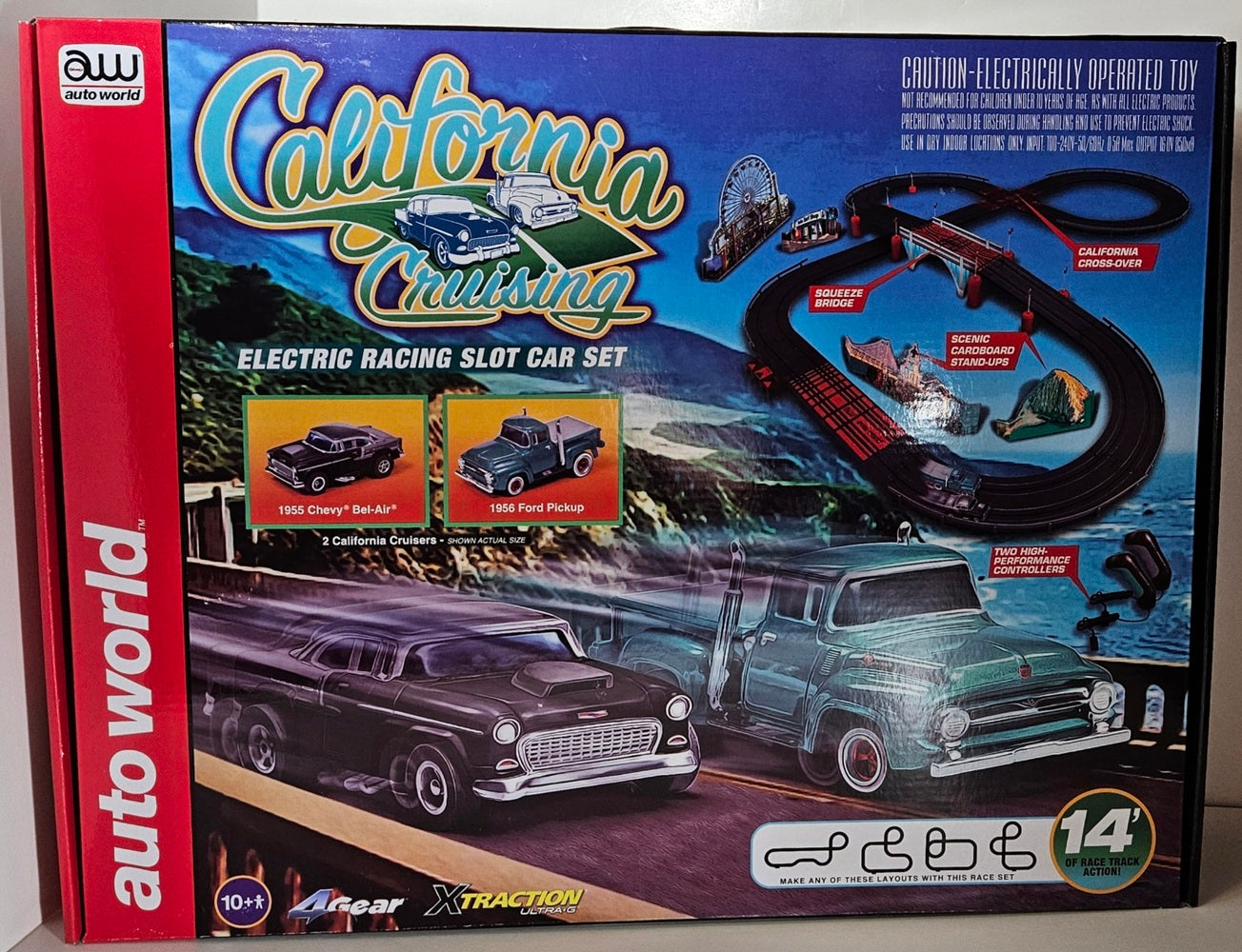 Auto World Race Set 4Gear/Xtraction SRS331R 14' California Cruising Slot Car Race Set