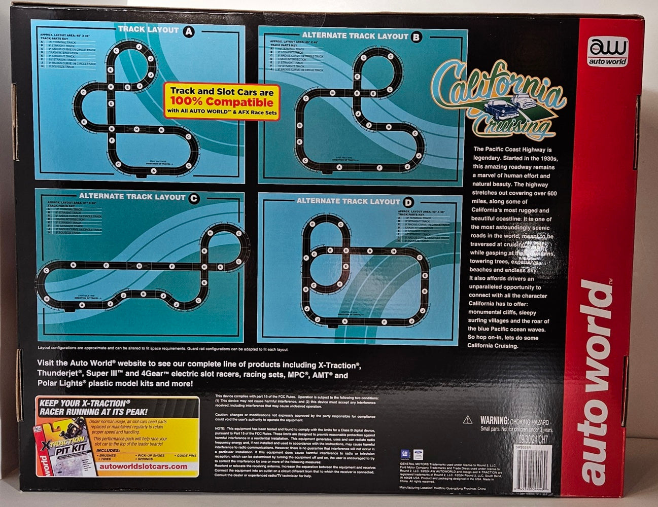 Auto World Race Set 4Gear/Xtraction SRS331R 14' California Cruising Slot Car Race Set