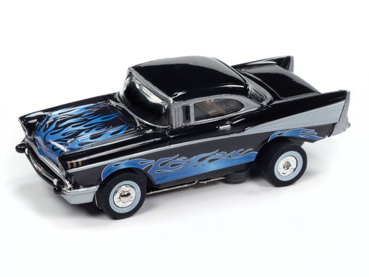 Auto World Thunderjet SC411-3A 1957 Chevrolet Bel Air Lowrider (Black) HO Scale Slot Car