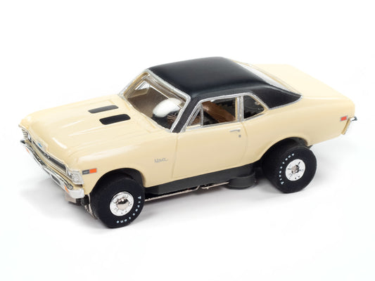 Auto World Thunderjet SC411-1A 1969 Chevy Nova (Cream) HO Scale Slot Car