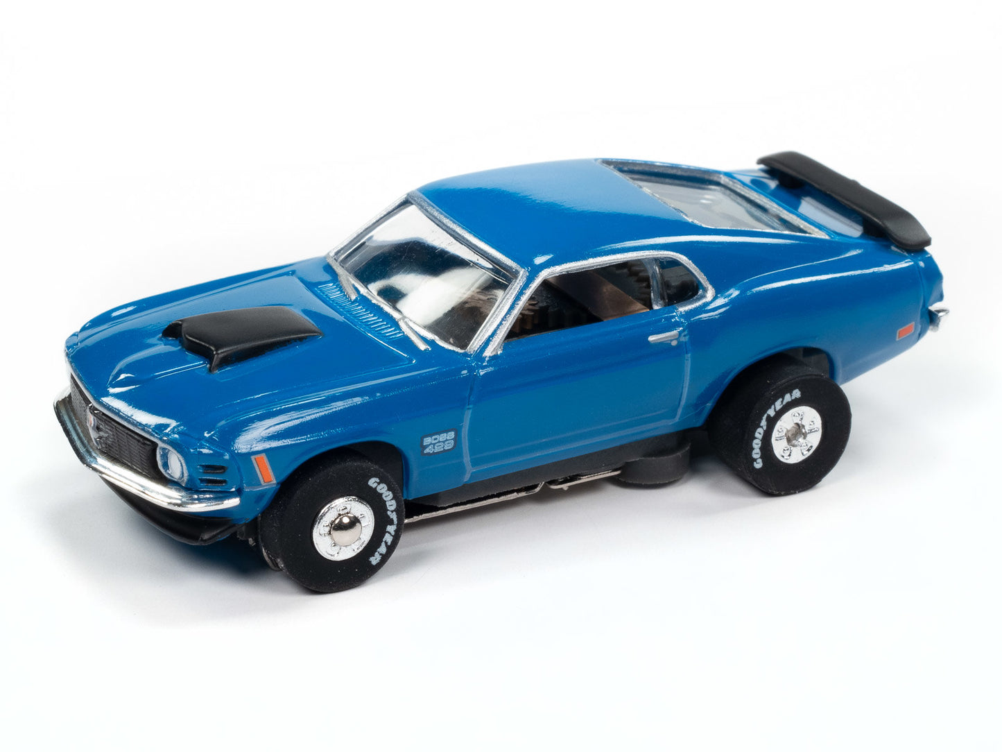 Auto World Thunderjet SC411-2B 1970 Ford Mustang Boss 429 (Blue) HO Scale Slot Car
