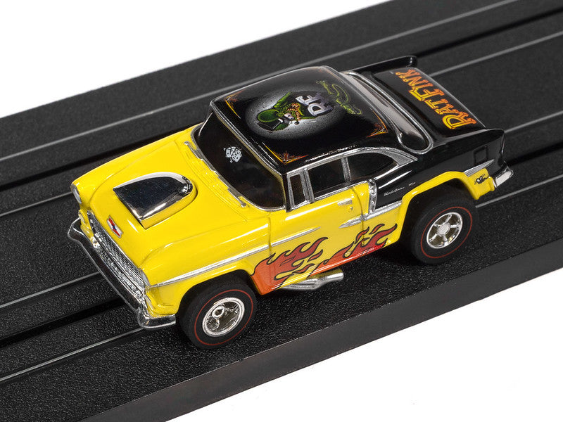 Auto World Xtraction SC426-3A 1955 Chevy Bel Air Rat Fink (Yellow) HO Scale Slot Car