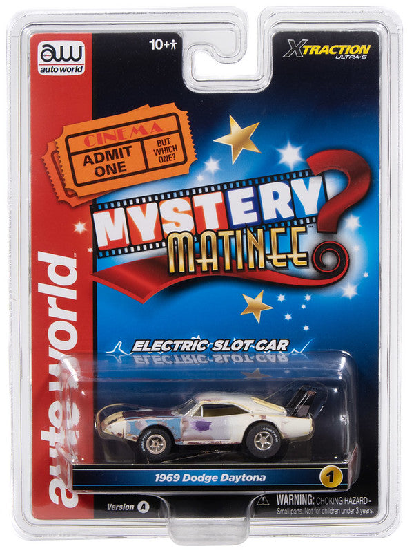 Auto World Xtraction SC422-1A 1969 Dodge Daytona Mystery Matinee (Yellow & Blue) HO Scale Slot Car