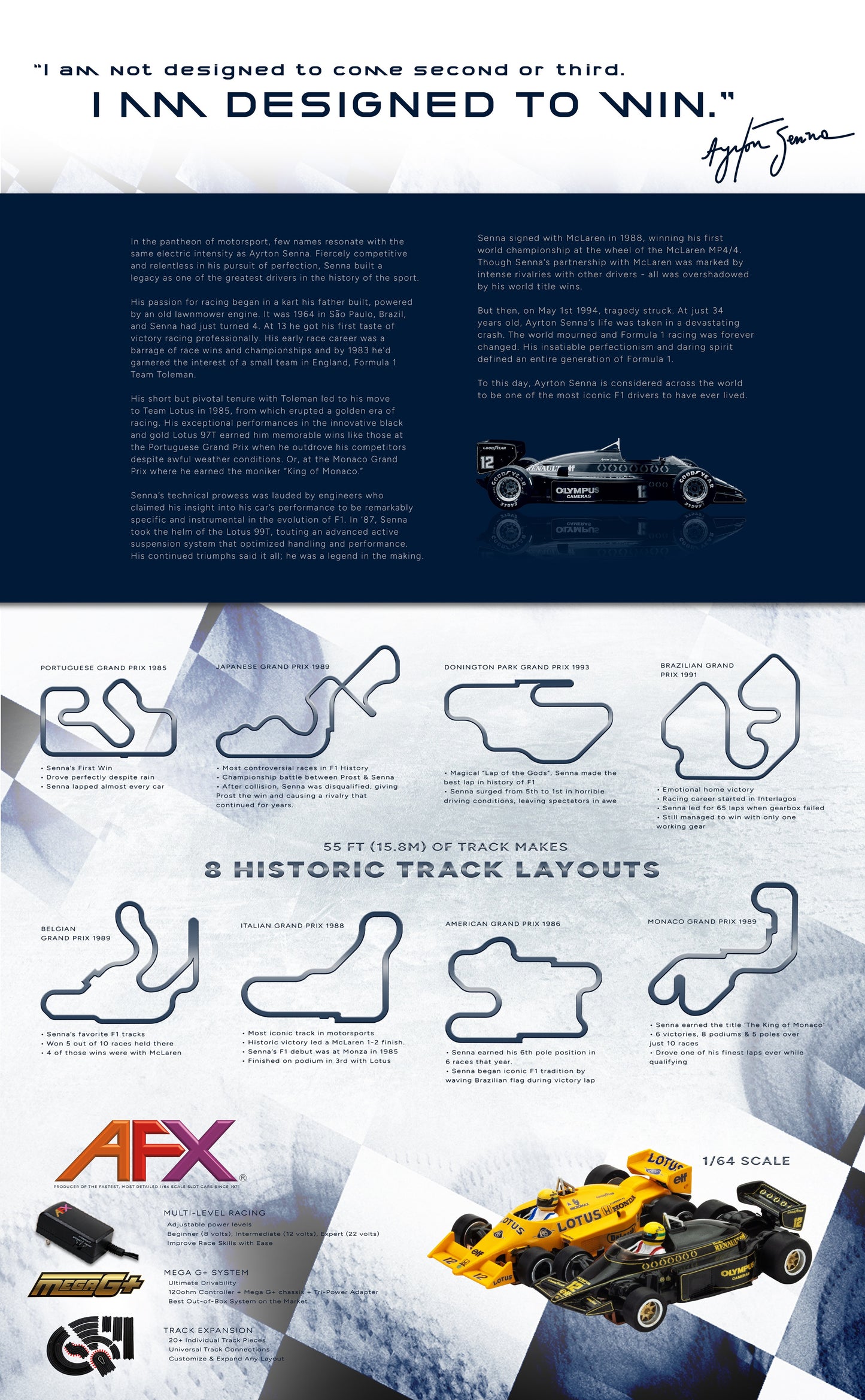 AFX Race Set 22112 Mega G+ Ayrton Senna Limited Edition HO Scale Slot Car Race Set