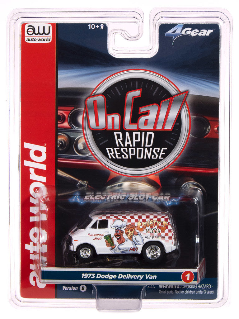 Auto World 4Gear SC414-1B 1973 Dodge Delivery Van (White) HO Scale Slot Car
