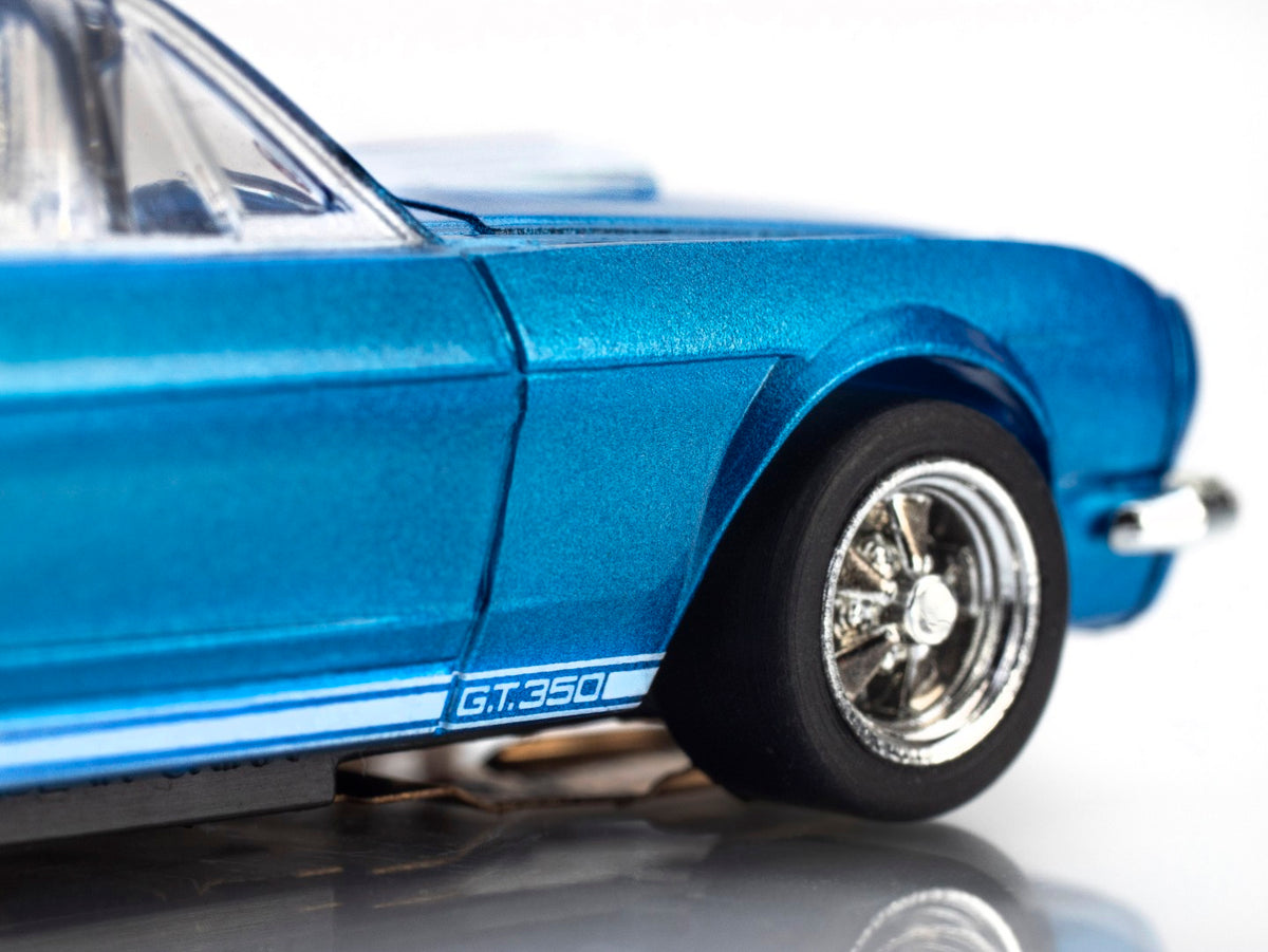 AFX Mega G+ 22149 1966 Shelby Mustang GT350 - Blue with White Stripes HO Scale Slot Car