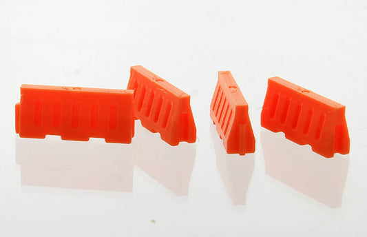 3D to Scale 64-102-OR - Plastic Safety Barriers (water filled style) - 4 pack orange - 1:64 Scale