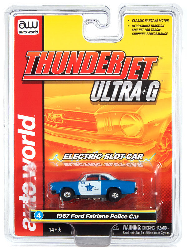 Auto World Thunderjet SC367 -4 R34 1967 FORD FAIRLANE CHICAGO POLICE DEPARTMENT HO Scale Slot Car