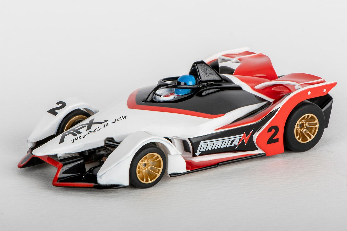 AFX Mega G+ 22015 - 2022 Formula N White/Black/Red No. 2 with Gold Wheels - HO Scale Slot Car