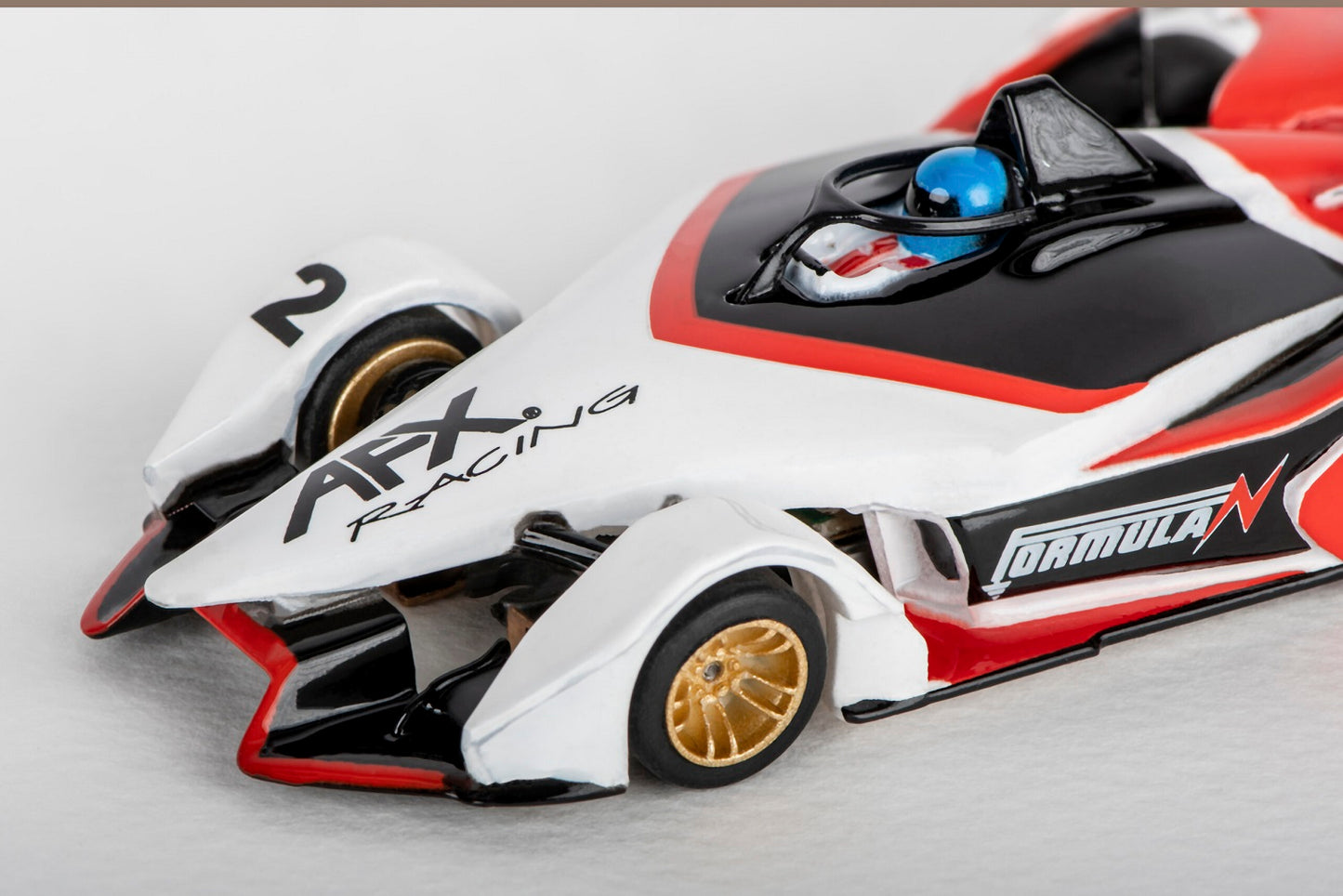 AFX Mega G+ 22015 - 2022 Formula N White/Black/Red No. 2 with Gold Wheels - HO Scale Slot Car