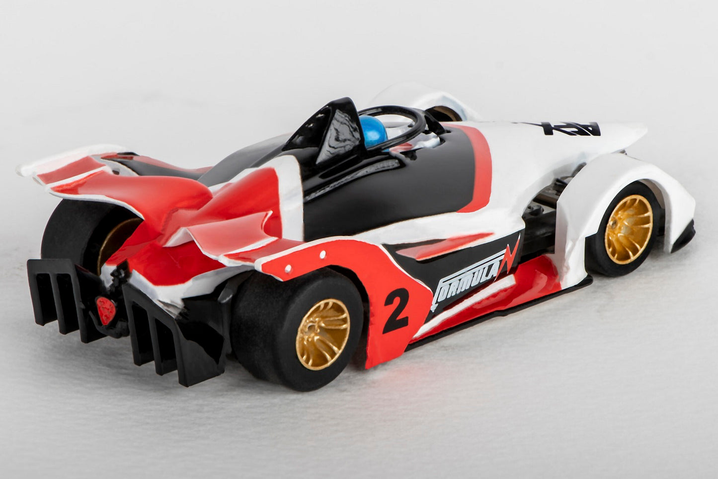 AFX Mega G+ 22015 - 2022 Formula N White/Black/Red No. 2 with Gold Wheels - HO Scale Slot Car