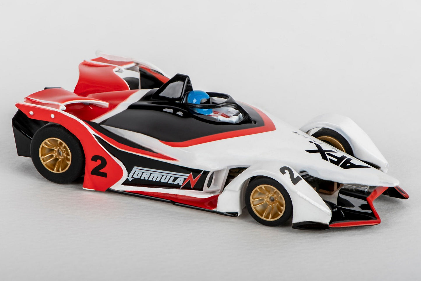 AFX Mega G+ 22015 - 2022 Formula N White/Black/Red No. 2 with Gold Wheels - HO Scale Slot Car