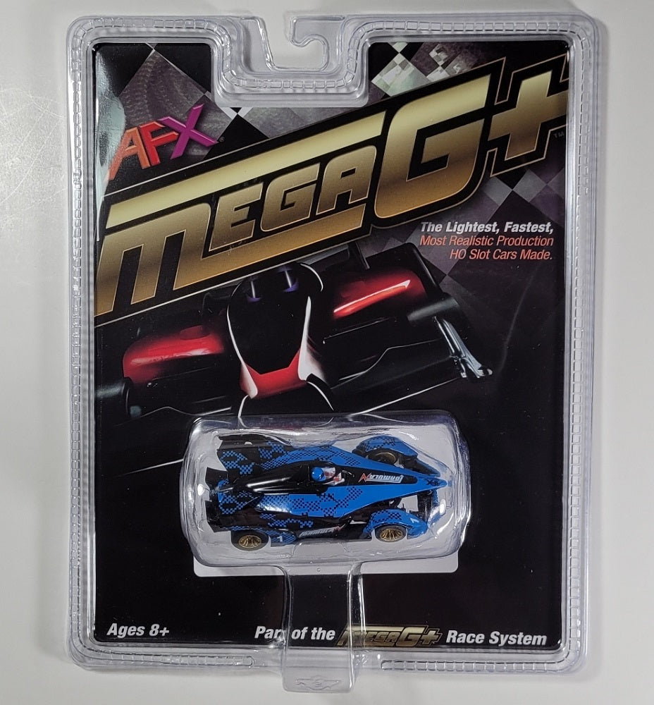 AFX Mega G+ 22039 - 2022 Formula N – Black & Blue No.1 with Gold Wheels - HO Scale Slot Car