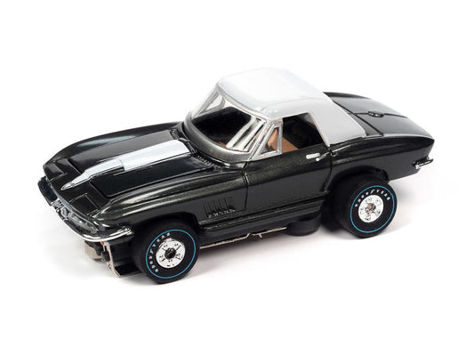 Auto World Thunderjet SC390-3B 2023 R1 OK USED CARS 1967 CHEVROLET CORVETTE (BLACK) HO Scale Slot Car