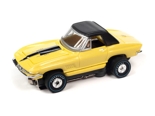 Auto World Thunderjet SC390-3A 2023 R1 OK USED CARS 1967 CHEVROLET CORVETTE (YELLOW) HO Scale Slot Car