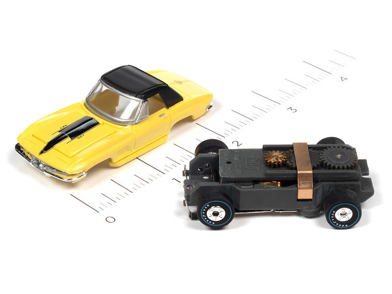 Auto World Thunderjet SC390-3A 2023 R1 OK USED CARS 1967 CHEVROLET CORVETTE (YELLOW) HO Scale Slot Car